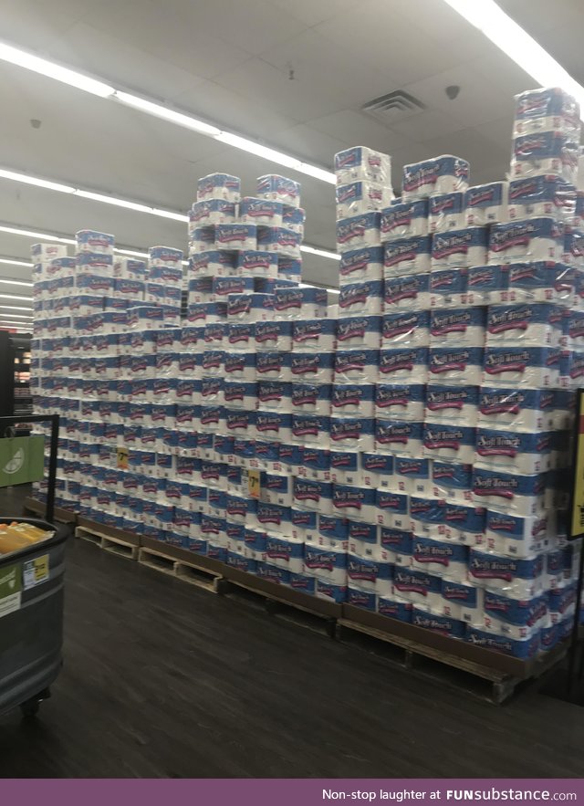 Someone was excited toilet paper was back... The stockers built a 12 foot castle