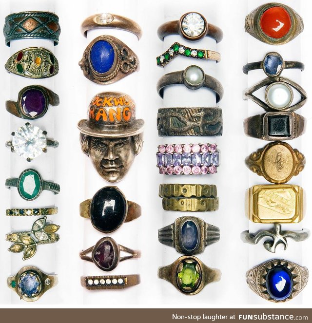 Photo of rings recovered over time from the banks of London's River Thames by the veteran