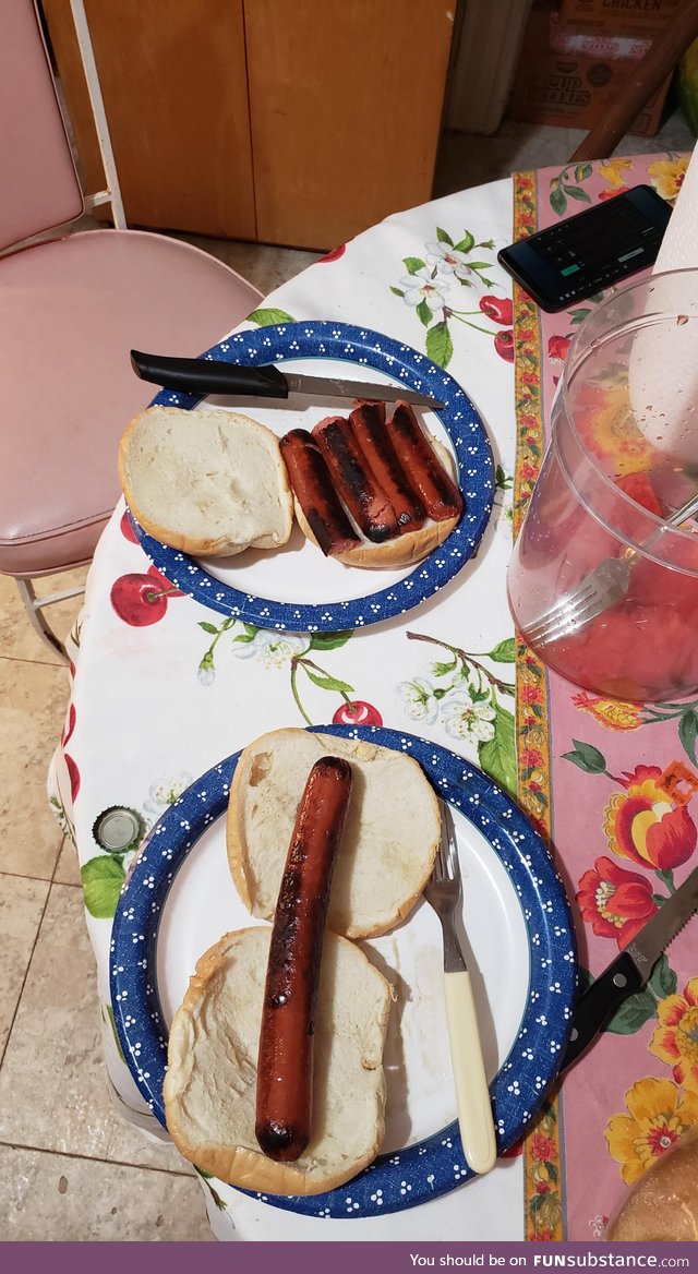 Had no hot dog buns and now my bf and I realize we are two very different people.