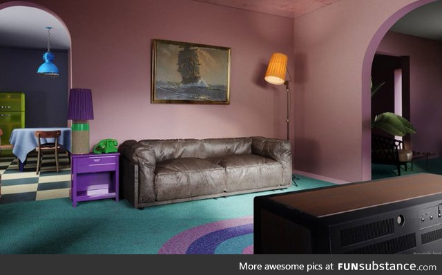 Simpsons lounge room in real life
