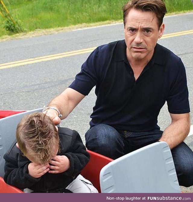 Kid starts crying because RDJ was not the real Iron Man