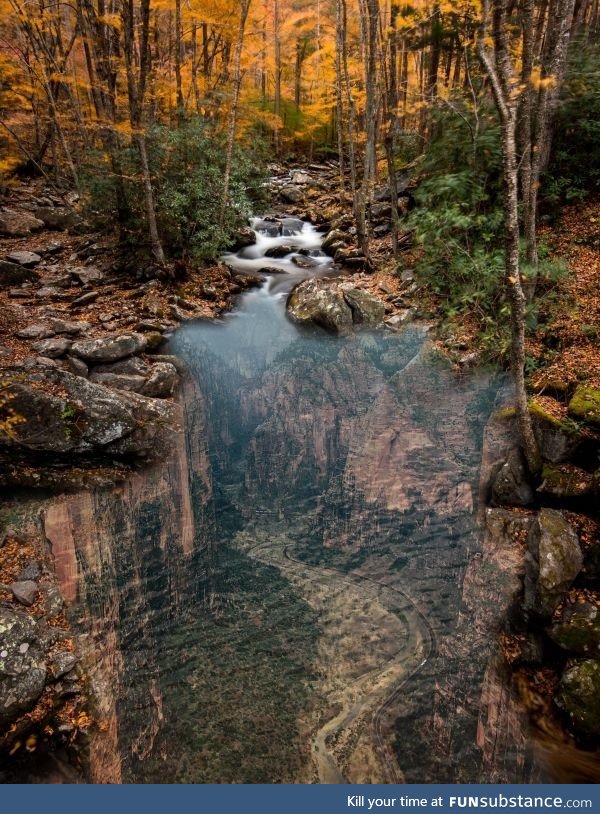 Clear water canyon, digital collage by me