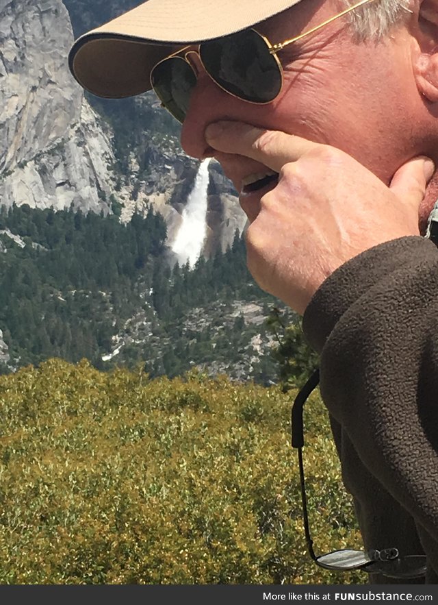 My dad wanted to take a nice picture with a waterfall in yosemite