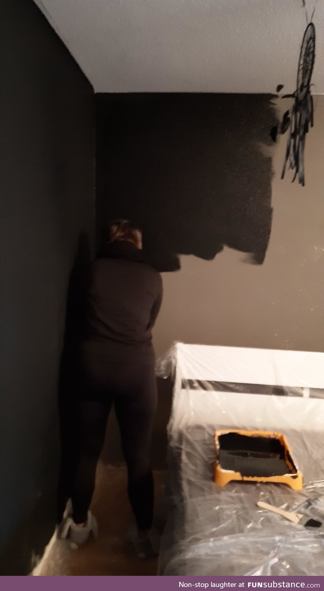 Wife got braces today. Now she's painting our room black. I think she's going through a