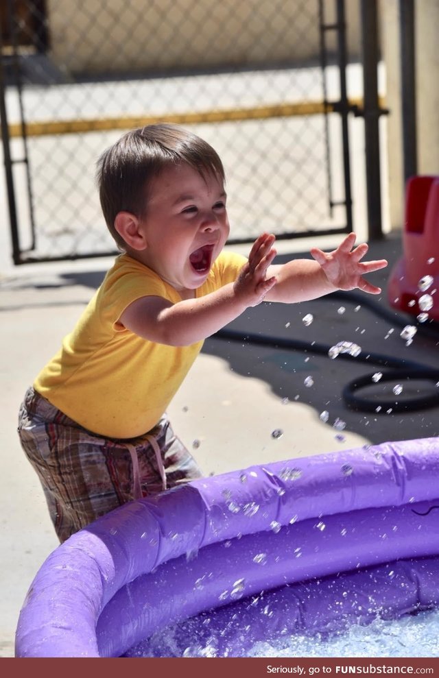 My little guy turned 2 today, this was his first time playing in his pool