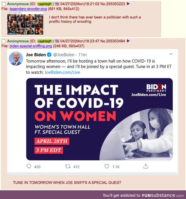 Anon looks forward to Joe Biden's Women's Town Hall tomorrow