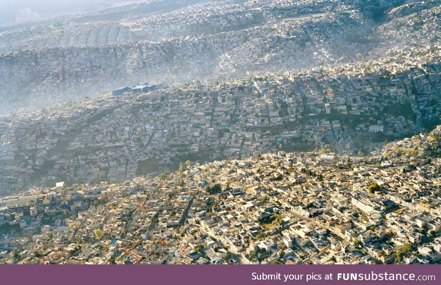 Incredible aerial view of Mexico City, the largest city in Mexico with a population of
