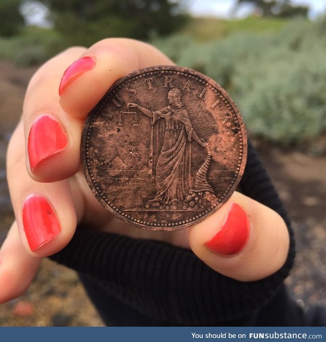160 year old trading token we found at the beach in the mud