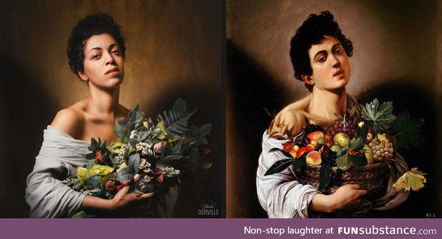 My recreation of "Boy with a basket of fruits" by Caravaggio