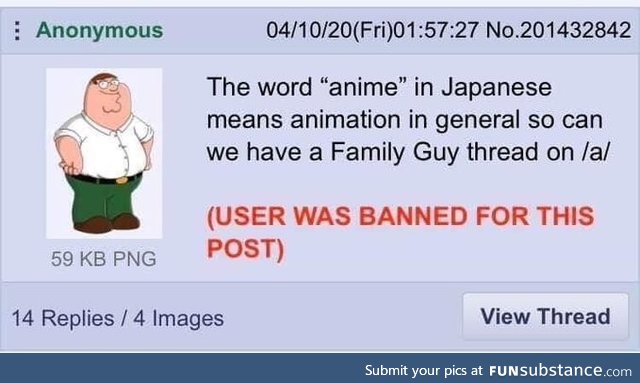 Anon gets banned on /a/