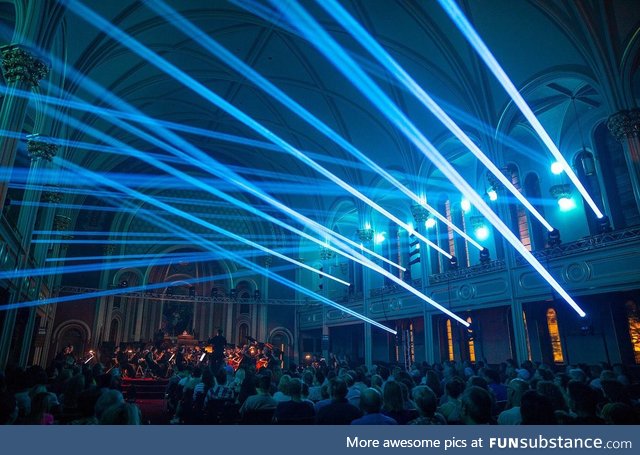 Mesmerizing interaction between lights and orchestral music in historic Upstate NY