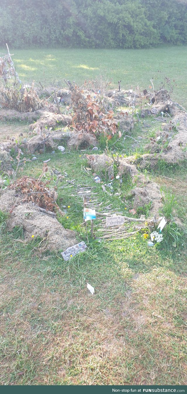 Saw a fairy village on a walk, made by a local child