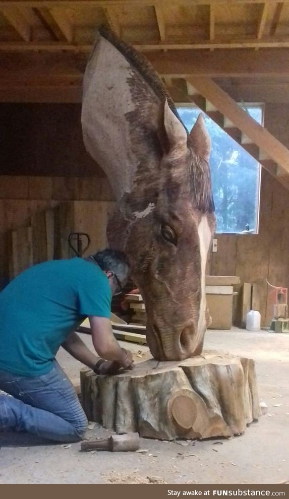 A horse head sculpture - amazing skill