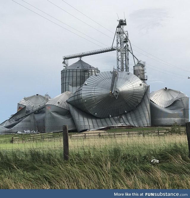 Grain silos in eastern Iowa after the storm