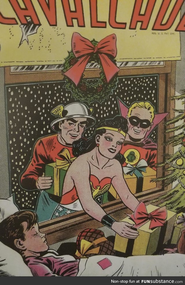 Is it just me or does Wonder Woman look like she is stoned and stealing presents from