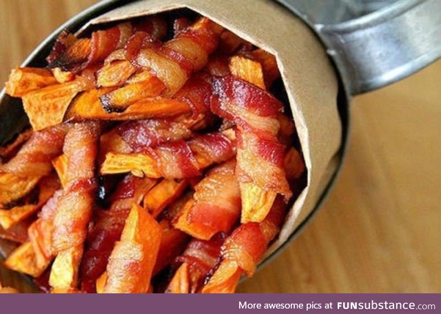 Individual bacon wrapped fries