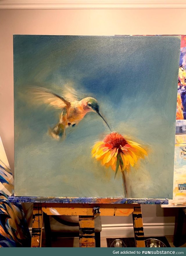 Experimenting with oil paints, “Nectar” 24x24” canvas