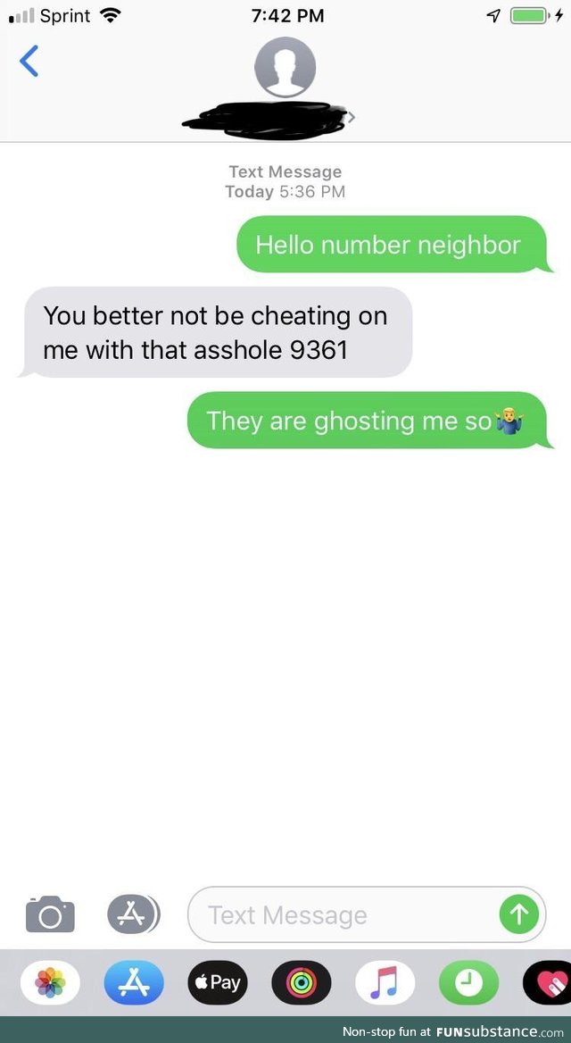 Uhhh so I texted my number neighbor and got this