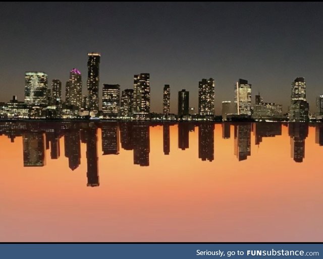 A friend posted two photos of a skyline from NYC before and after dusk. Here they are