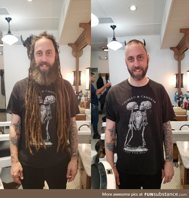 Big change today. 8 years of dreads chopped of. 12 years since my last haircut