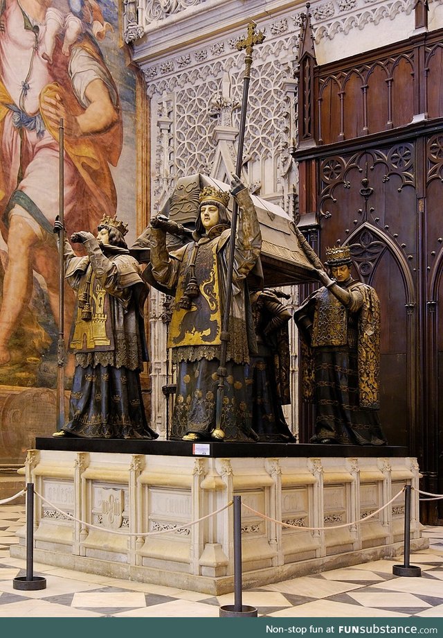 Tomb in Seville Cathedral. Christopher Columbus and his son Diego are buried here.