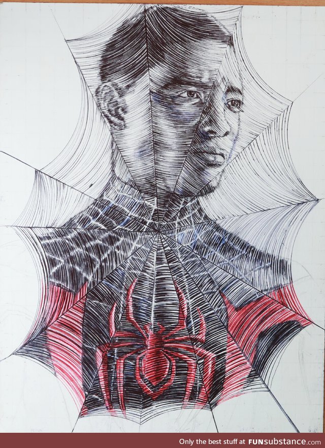 I drew Miles Morales PS5 by drawing Spider Web pattern