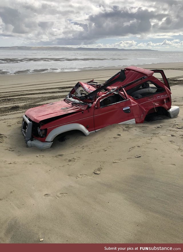 A wrecked car I found off a coast in New Zealand