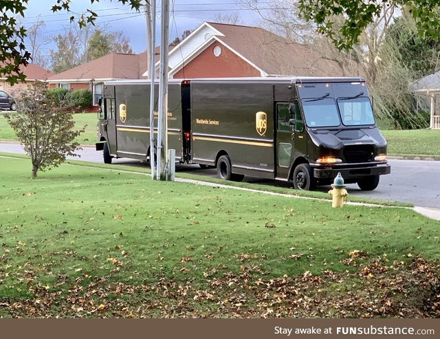 Today we witnessed the rare mating ritual of the UPS truck