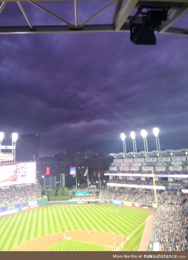 Purple sky in Cleveland Ohio