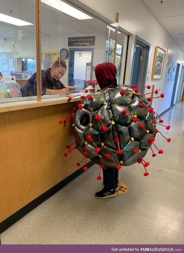 Kid at my son's school dressed up as Covid-19