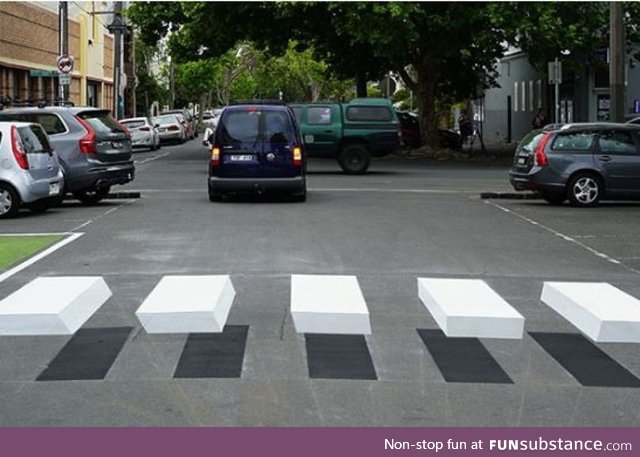 Apparently, 3D painted crosswalks improve pedestrian safety