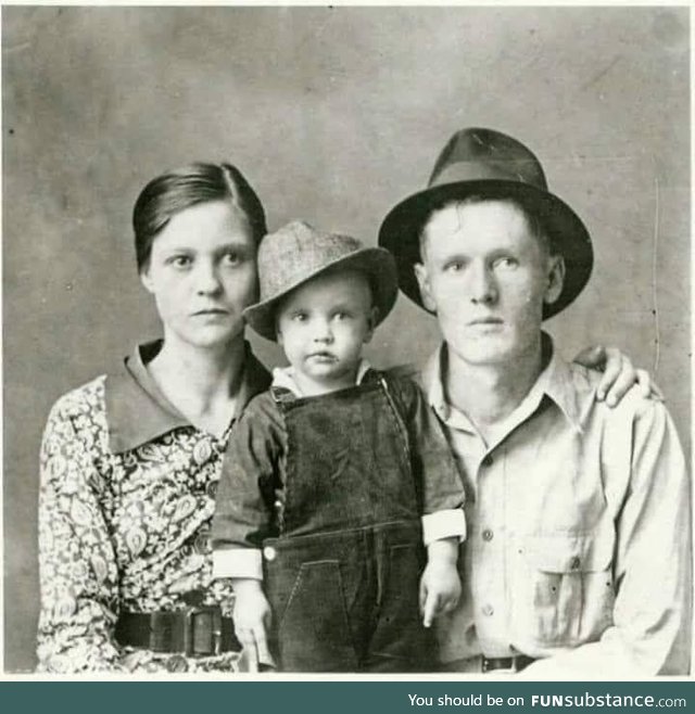 Gladys Presley with her son Elvis and Husband Vernon Presley!