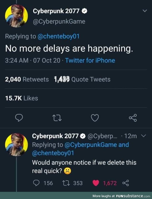 Cyperpunk 2077 delayed again