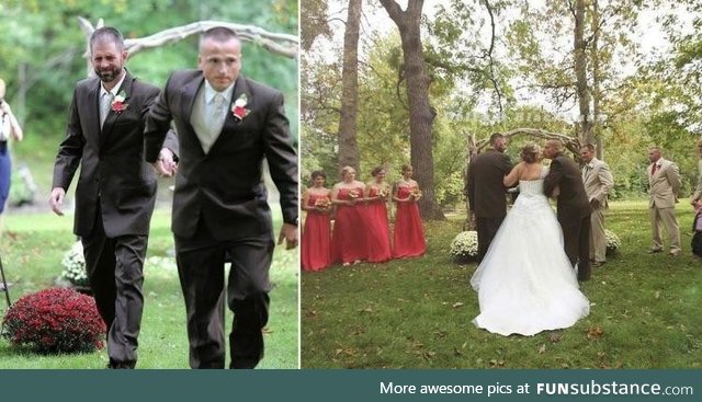 Father of bride stopped walking halfway and brought his daughter’s stepfather to walk