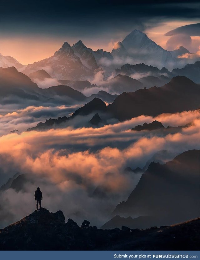 Himalayas of Nepal with a view towards Makalu by Max Rive