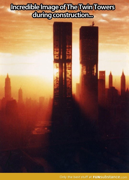 The twin towers during construction