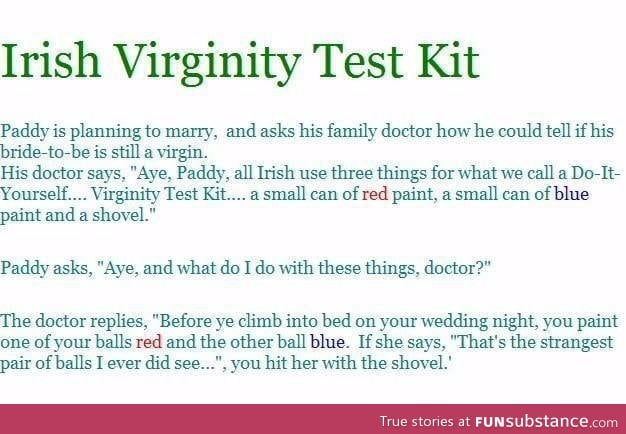 Irish virginity test