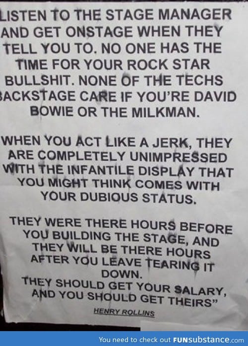 Henry rollins rules for musicians