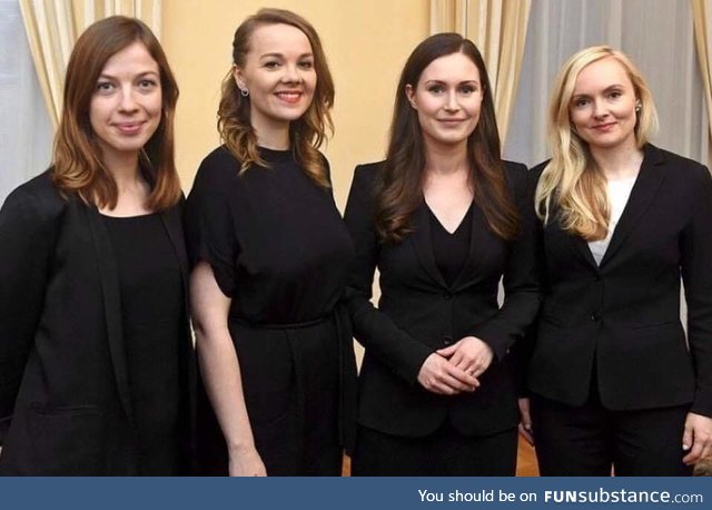 The new Finnish government. From left Li Anderson (32), Katri Kulmuni (32), Sanna Marin