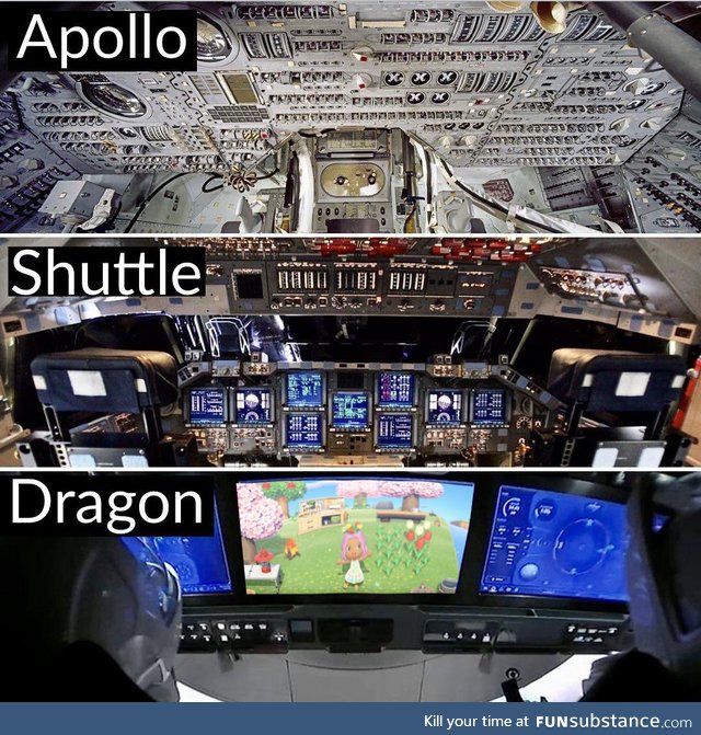 Spacecraft control panels over the years