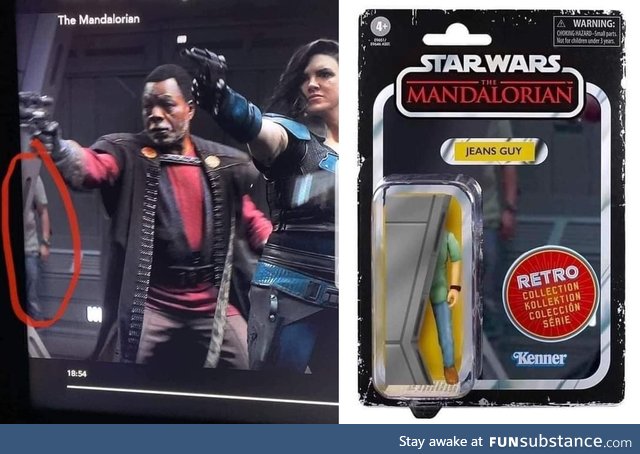 This toy figurine based on the mandalorians on screen mishap