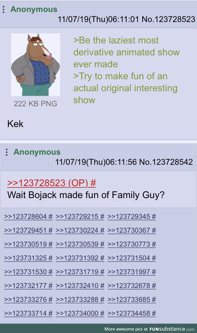 Bojack made fun of Family Guy