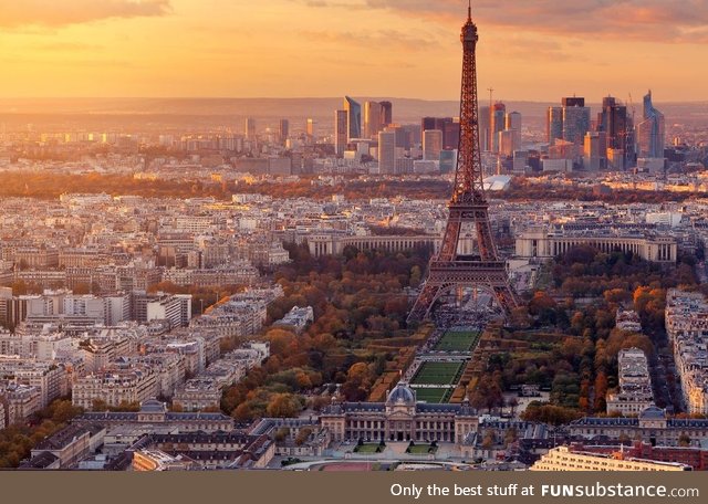 Eiffel tower on city landscape