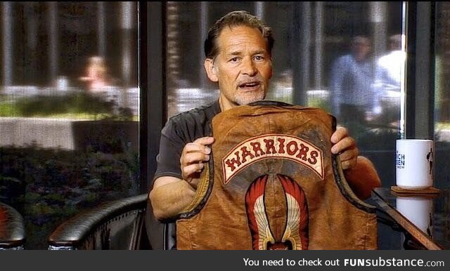 James Remar and his 1979 original The Warriors jacket. (The last one in existence)