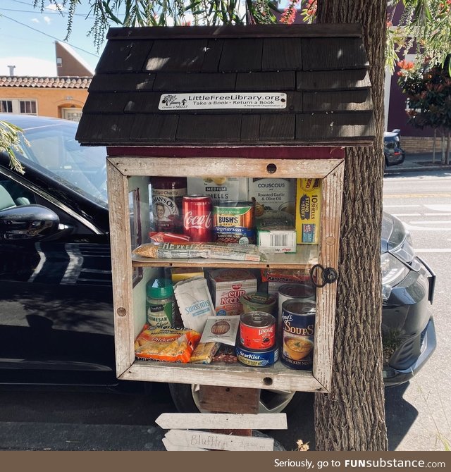 The little-free-library on our block was out of books so we turned it into a community