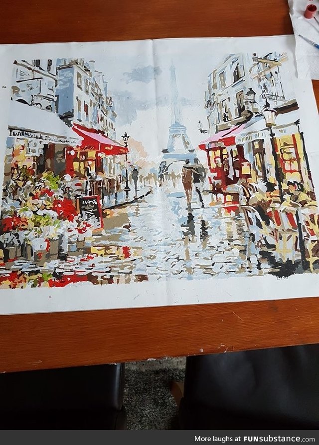 Paris. Oil based water colour on a Pebeo canvas