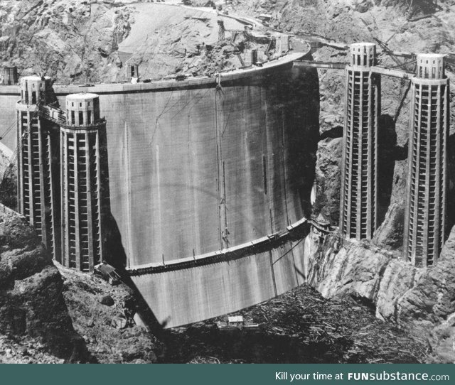 The backside of the Hoover dam