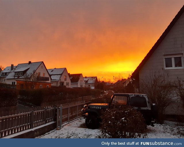 Sunrise on my street this morning