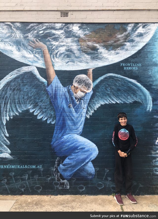 A mural of appreciation to the doctors and nurses all over the world