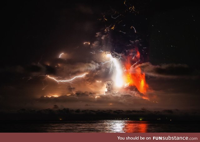 Volcanic lightning above Calbuco volcano, Chile is both beautiful & terrifying